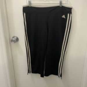 Adidas black workout pants L with white stripes